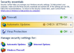 Windows XP security center